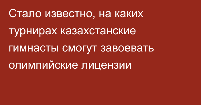 Стало известно, на каких турнирах казахстанские гимнасты смогут завоевать олимпийские лицензии