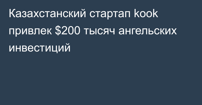 Казахстанский стартап kook привлек $200 тысяч ангельских инвестиций