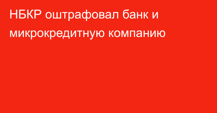 НБКР оштрафовал банк и микрокредитную компанию