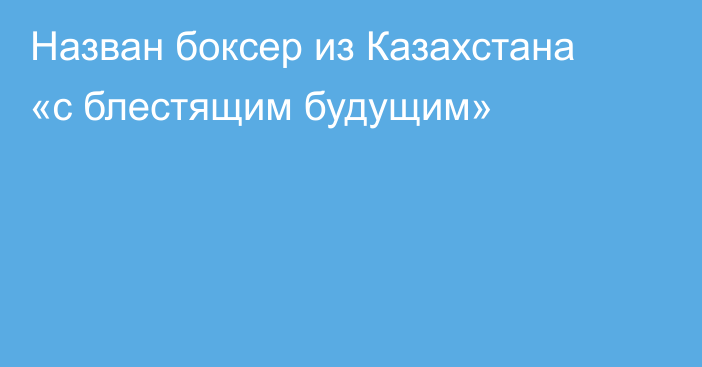 Назван боксер из Казахстана «с блестящим будущим»