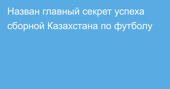 Назван главный секрет успеха сборной Казахстана по футболу