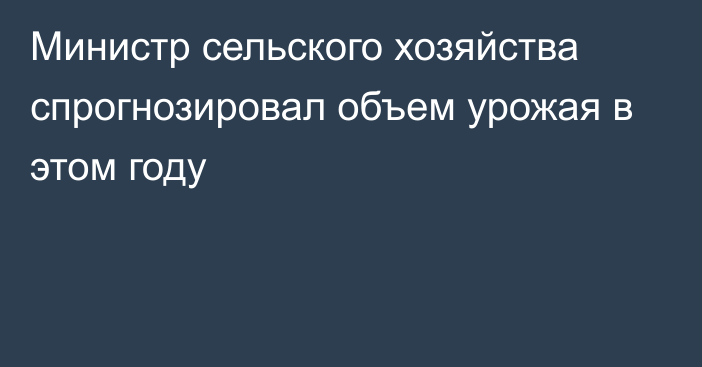 Министр сельского хозяйства спрогнозировал объем урожая в этом году