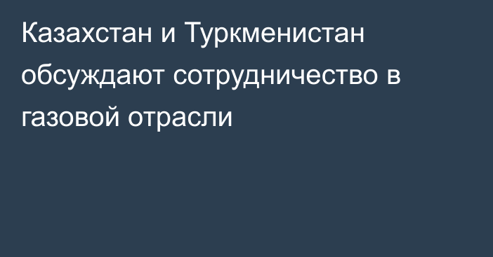 Казахстан и Туркменистан обсуждают сотрудничество в газовой отрасли