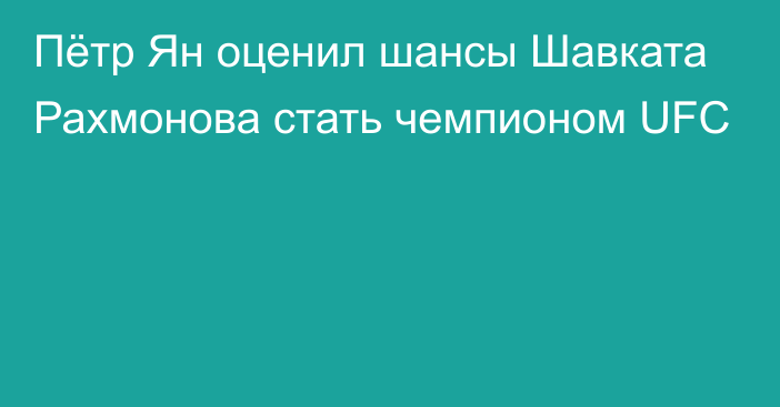 Пётр Ян оценил шансы Шавката Рахмонова стать чемпионом UFC