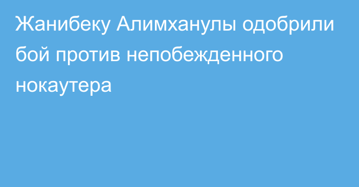 Жанибеку Алимханулы одобрили бой против непобежденного нокаутера