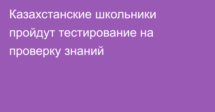 Казахстанские школьники пройдут тестирование на проверку знаний