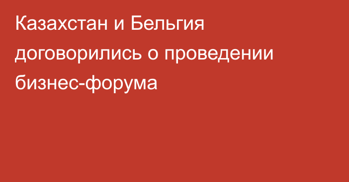 Казахстан и Бельгия договорились о проведении бизнес-форума