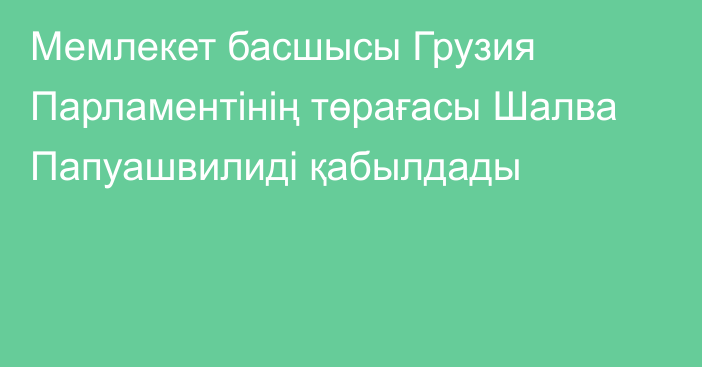 Мемлекет басшысы Грузия Парламентінің төрағасы Шалва Папуашвилиді қабылдады