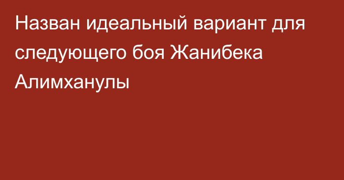 Назван идеальный вариант для следующего боя Жанибека Алимханулы