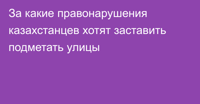 За какие правонарушения казахстанцев хотят заставить подметать улицы