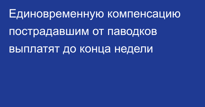 Единовременную компенсацию пострадавшим от паводков выплатят до конца недели