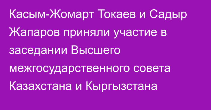 Касым-Жомарт Токаев и Садыр Жапаров приняли участие в заседании Высшего межгосударственного совета Казахстана и Кыргызстана