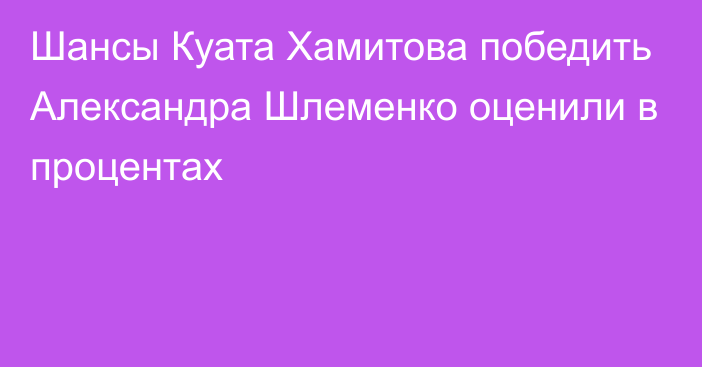 Шансы Куата Хамитова победить Александра Шлеменко оценили в процентах