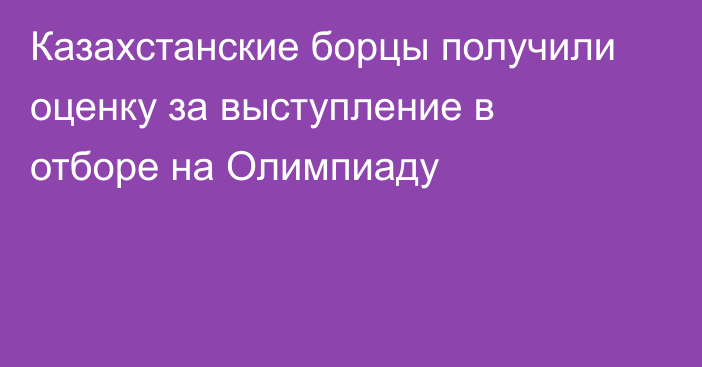 Казахстанские борцы получили оценку за выступление в отборе на Олимпиаду