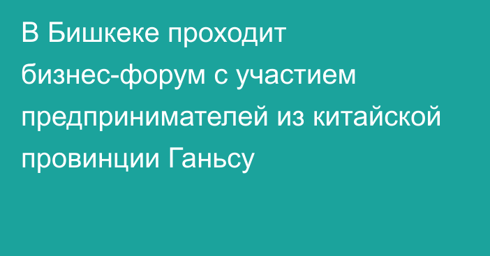 В Бишкеке проходит бизнес-форум с участием предпринимателей из китайской провинции Ганьсу