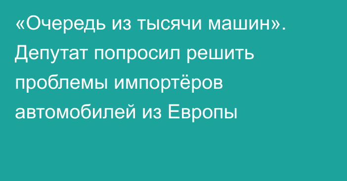 «Очередь из тысячи машин». Депутат попросил решить проблемы импортёров автомобилей из Европы