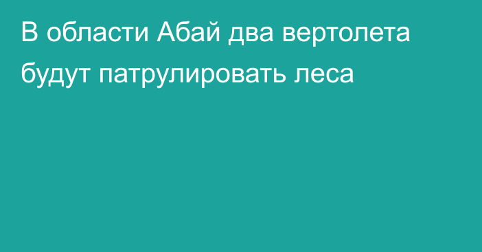 В области Абай два вертолета будут патрулировать леса