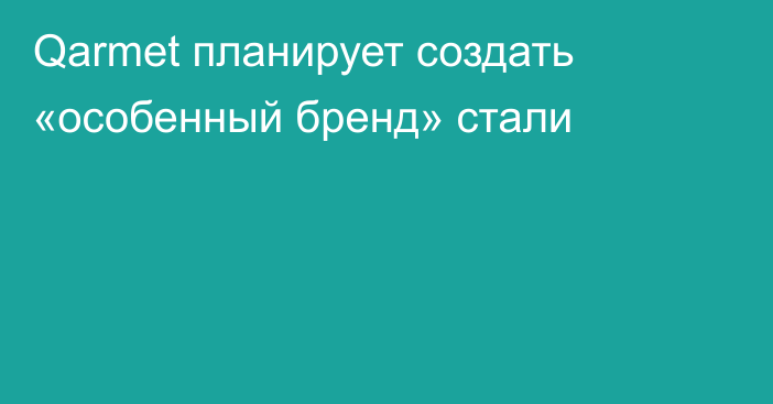 Qarmet планирует создать «особенный бренд» стали