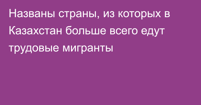 Названы страны, из которых в Казахстан больше всего едут трудовые мигранты