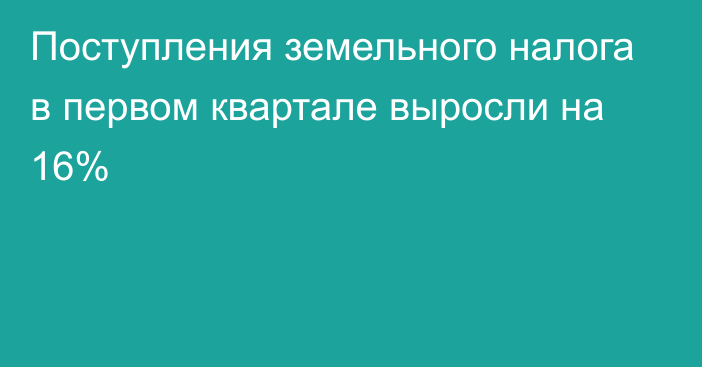 Поступления земельного налога в первом квартале выросли на 16%