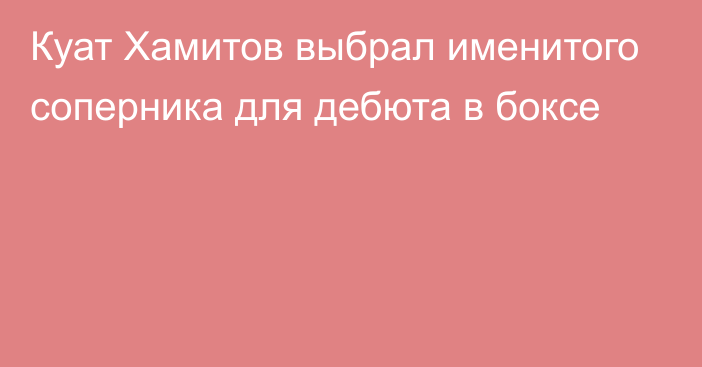 Куат Хамитов выбрал именитого соперника для дебюта в боксе