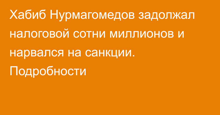 Хабиб Нурмагомедов задолжал налоговой сотни миллионов и нарвался на санкции. Подробности