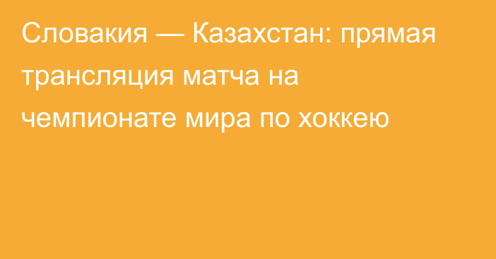 Словакия — Казахстан: прямая трансляция матча на чемпионате мира по хоккею