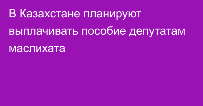 В Казахстане планируют выплачивать пособие депутатам маслихата