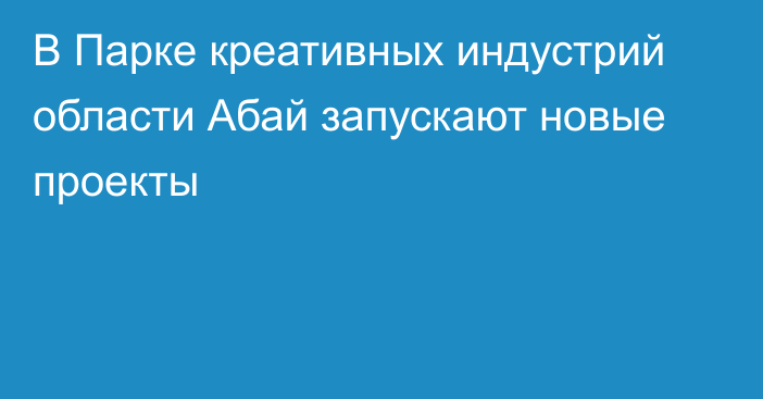 В Парке креативных индустрий области Абай запускают новые проекты