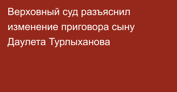 Верховный суд разъяснил изменение приговора сыну Даулета Турлыханова