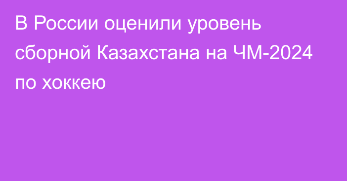 В России оценили уровень сборной Казахстана на ЧМ-2024 по хоккею