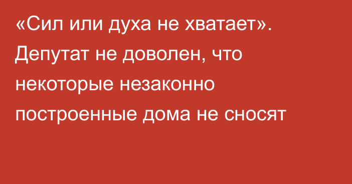 «Сил или духа не хватает». Депутат не доволен, что некоторые незаконно построенные дома не сносят