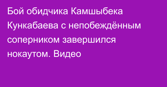 Бой обидчика Камшыбека Кункабаева с непобеждённым соперником завершился нокаутом. Видео