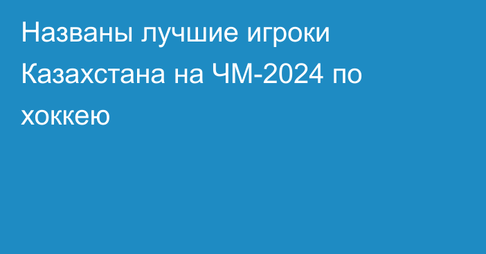 Названы лучшие игроки Казахстана на ЧМ-2024 по хоккею