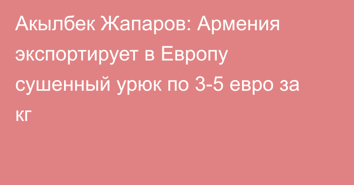 Акылбек Жапаров: Армения экспортирует в Европу сушенный урюк по 3-5 евро за кг