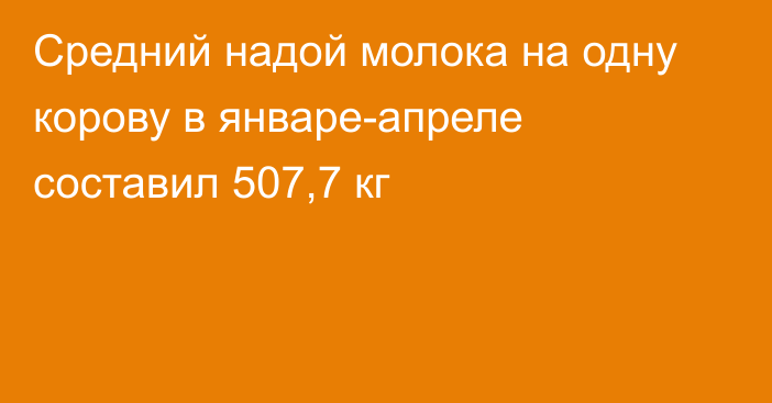 Средний надой молока на одну корову в январе-апреле составил 507,7 кг