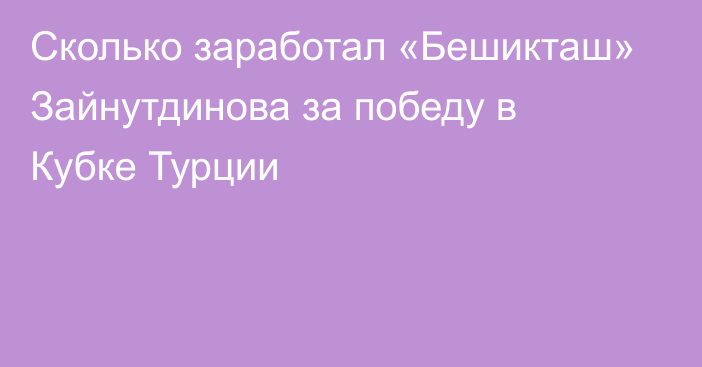 Сколько заработал «Бешикташ» Зайнутдинова за победу в Кубке Турции