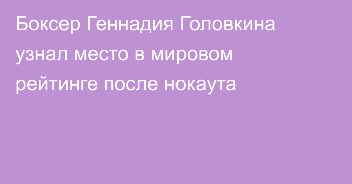 Боксер Геннадия Головкина узнал место в мировом рейтинге после нокаута