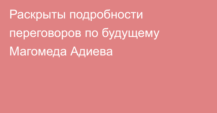 Раскрыты подробности переговоров по будущему Магомеда Адиева