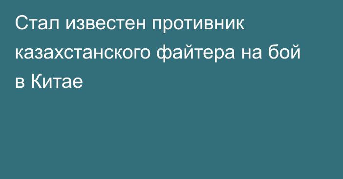 Стал известен противник казахстанского файтера на бой в Китае