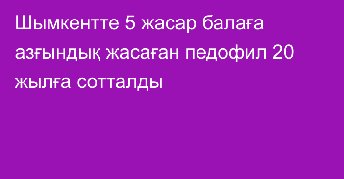 Шымкентте 5 жасар балаға азғындық жасаған педофил 20 жылға сотталды