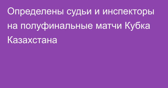 Определены судьи и инспекторы на полуфинальные матчи Кубка Казахстана