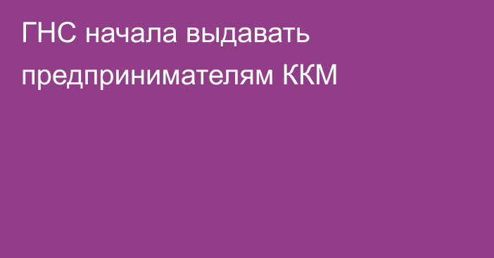 ГНС начала выдавать предпринимателям ККМ