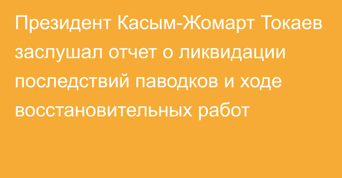 Президент Касым-Жомарт Токаев заслушал отчет о ликвидации последствий паводков и ходе восстановительных работ