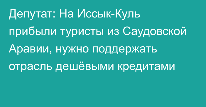 Депутат: На Иссык-Куль прибыли туристы из Саудовской Аравии, нужно поддержать отрасль дешёвыми кредитами