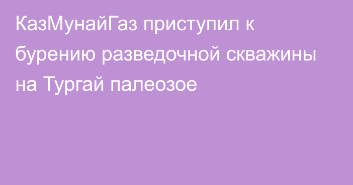 КазМунайГаз приступил к бурению разведочной скважины на Тургай палеозое