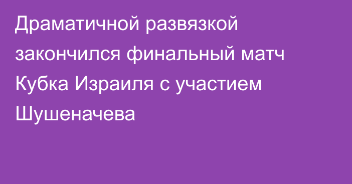 Драматичной развязкой закончился финальный матч Кубка Израиля с участием Шушеначева