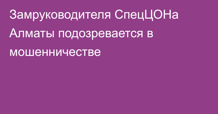 Замруководителя СпецЦОНа Алматы подозревается в мошенничестве