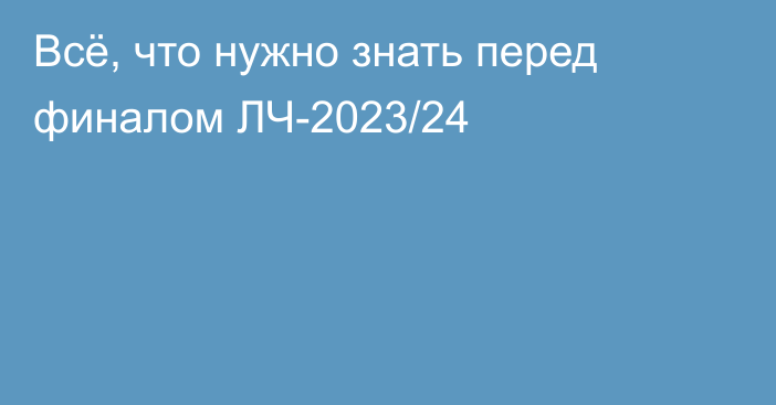 Всё, что нужно знать перед финалом ЛЧ-2023/24