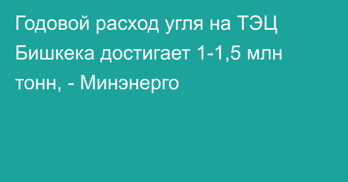 Годовой расход угля на ТЭЦ Бишкека достигает 1-1,5 млн тонн, - Минэнерго